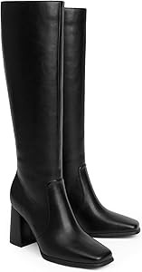 Modatope Knee High Boots Women Chunky Heel Square Toe Tall Boots for Women High Heel Side Zipper ... | Amazon (US)