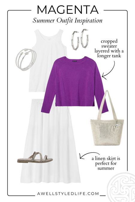 Summer Outfit Inspiration	

I'm loving this new cropped sweater from Eileen Fisher. Sweater, tank, skirt and shoes from Eileen Fisher. Bag and jewelry from Macy's

#fashion #fashionover50 #fashionover60 #summerfashion #summeroutfit #eileenfisher #macys #summersweater #linenskirt #skirt

#LTKStyleTip #LTKOver40 #LTKSeasonal