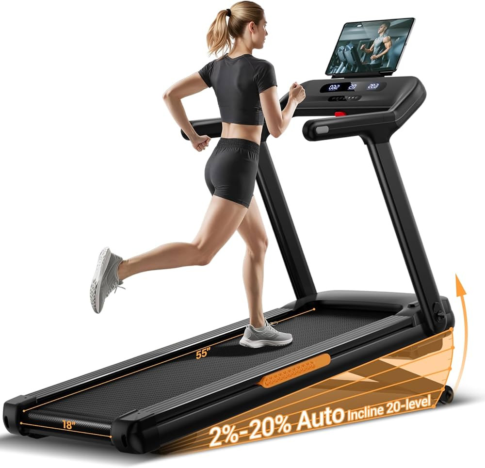 UMAY Fitness Treadmill with 20% Auto Incline,400LB Capacity,4.0HP & 9.5 MPH Speed,Foldable 55"x18... | Amazon (US)