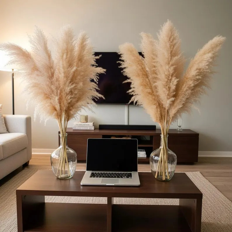 40" Inch 10 Stems Natural Pampas Grass Decor Tall - Etsy | Etsy (US)
