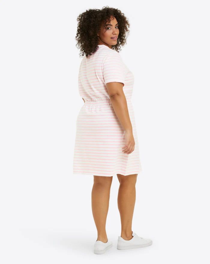 Tie Waist T-Shirt Dress in Light Pink Mariner Stripe | Draper James (US)
