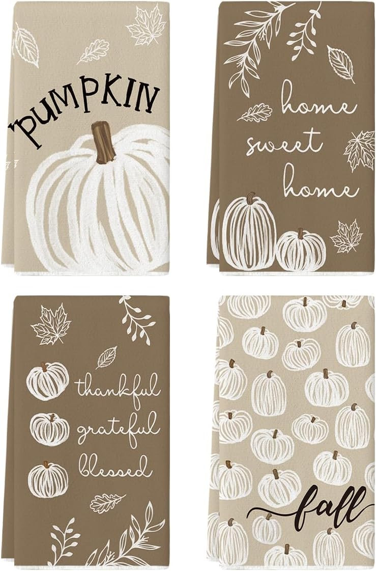 Artoid Mode Brown Pumpkin Fall Kitchen Towels Set of 4 18x26 Inch | Amazon (US)