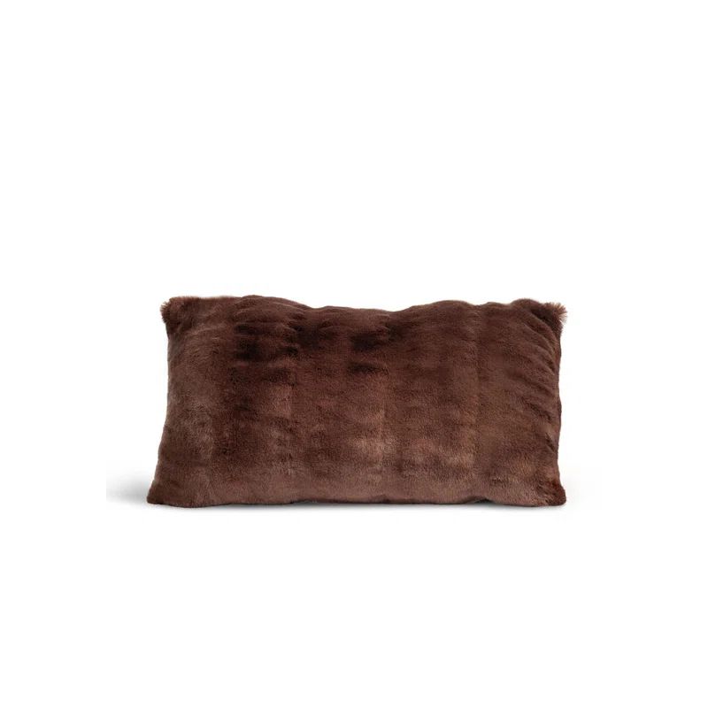 Couture Collection Faux Fur Pillow Mocha Mink | Wayfair North America