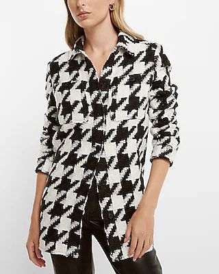 Houndstooth Oversized Shacket | Express