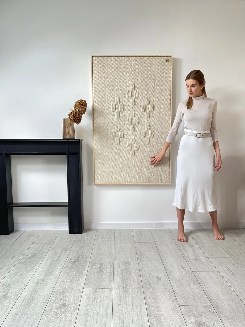 Large Framed Textile Art Large Wall Hanging Living Room Decoration Art for Bedroom Natural Fiber ... | Etsy (US)