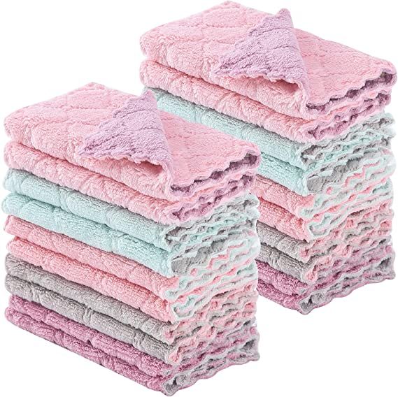 GADIEDIE 20 Pack Kitchen Dish Cloths Dish Towels,Super Absorbent Coral Fleece Cloth,Premium Dishc... | Amazon (US)