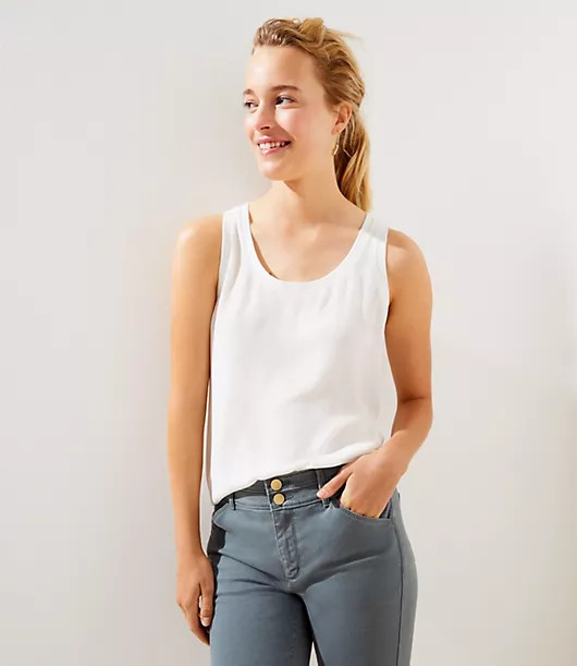 LOFT Petite Rib Knit Trim Tank | LOFT