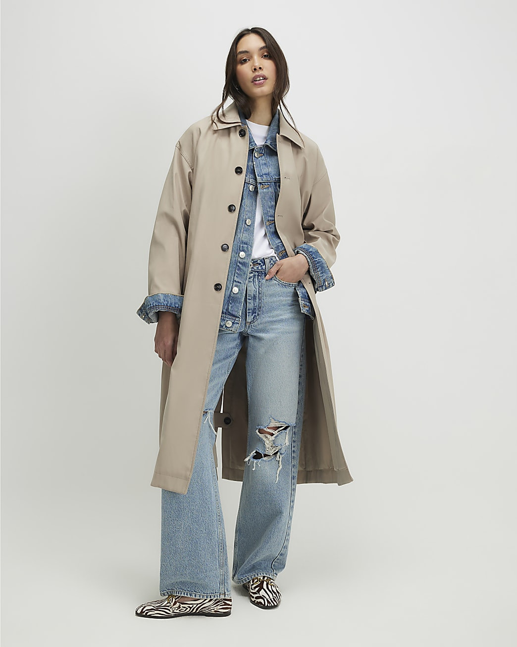 Beige Belted Trench Coat | River Island UK & IE