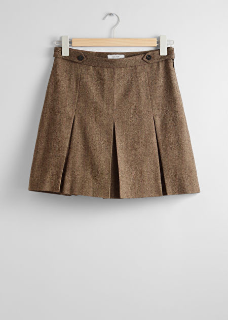 Pleated Herringbone Mini Skirt | & Other Stories US