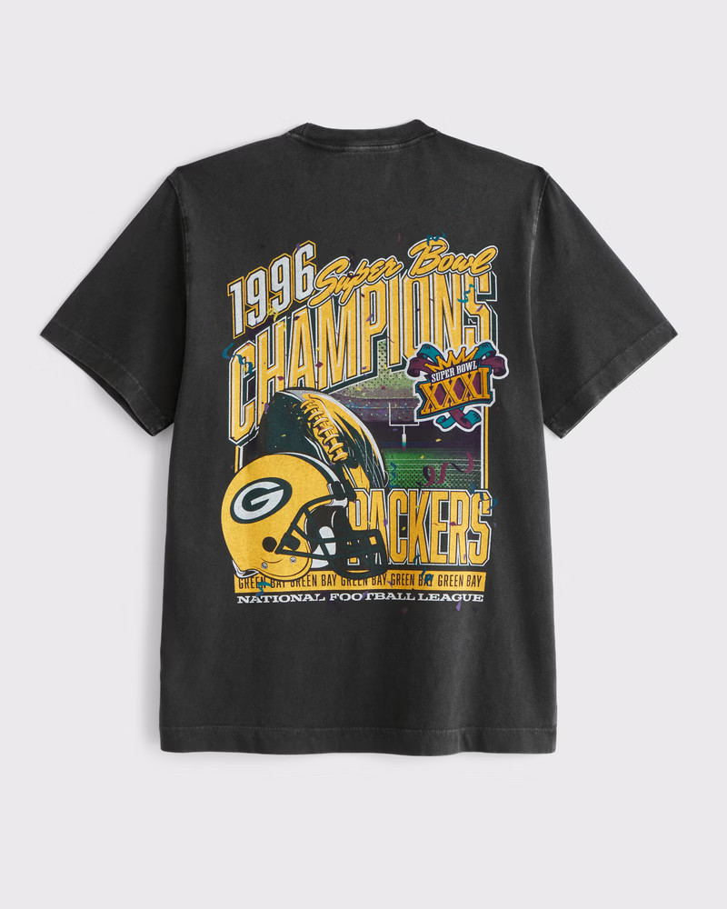 Abercrombie & Fitch Men's Green Bay Packers Graphic Tee in Black-Packers - Size XXXL | Abercrombie & Fitch (US)