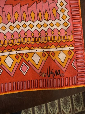 VERA NEUMANN Vintage Silk Scarf Orange Yellow Pink Paisley 34.5" Square Ladybug | eBay US