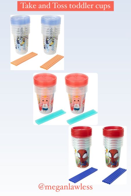 Toddler cups, take and toss, bluey, cocomelon, Spider-Man 

#LTKkids #LTKtravel #LTKbaby