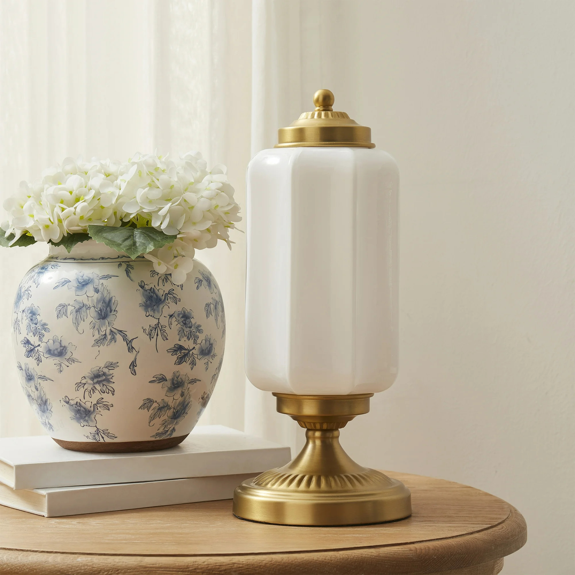 My Texas House 15" Brass Glass Shade Table Lamp | Walmart (US)