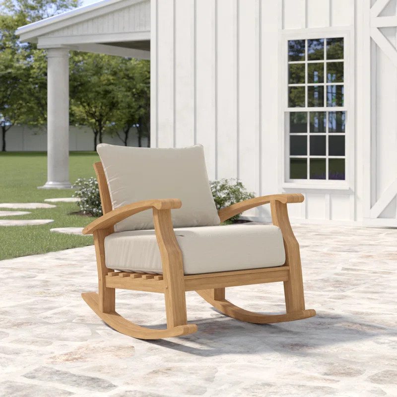 Summerton Rocking Solid Wood Chair with Cushions | Wayfair North America