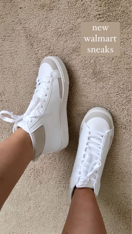 New white high top sneakers from Walmart!!

**sizing: 
These fit tts for me! I got an 8.5

#walmartshoes #getthelookforless #walmartfashion @walmart 

#LTKstyletip #LTKfindsunder50 #LTKshoecrush