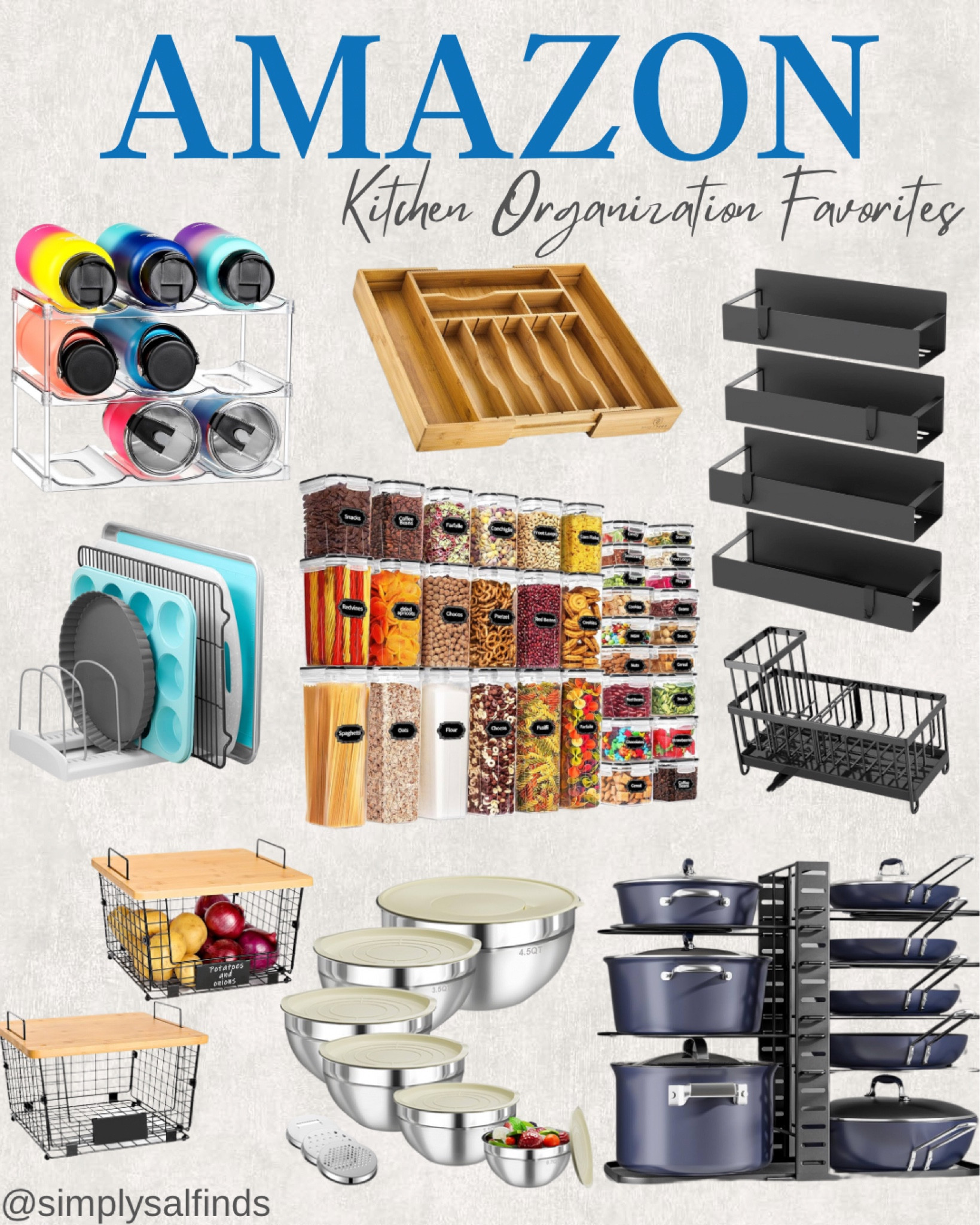 AMAZON- Kitchen Organization Favorites

36 pack airtight food storage, 2 pack stackable wire basket, stainless steel mixing bowls with lids, pan tray organizer, stackable water bottle organizer, pots and pans organizer, sink caddy, magnetic shelf, bamboo drawer organizer



#LTKFindsUnder100 #LTKHome #LTKFindsUnder50