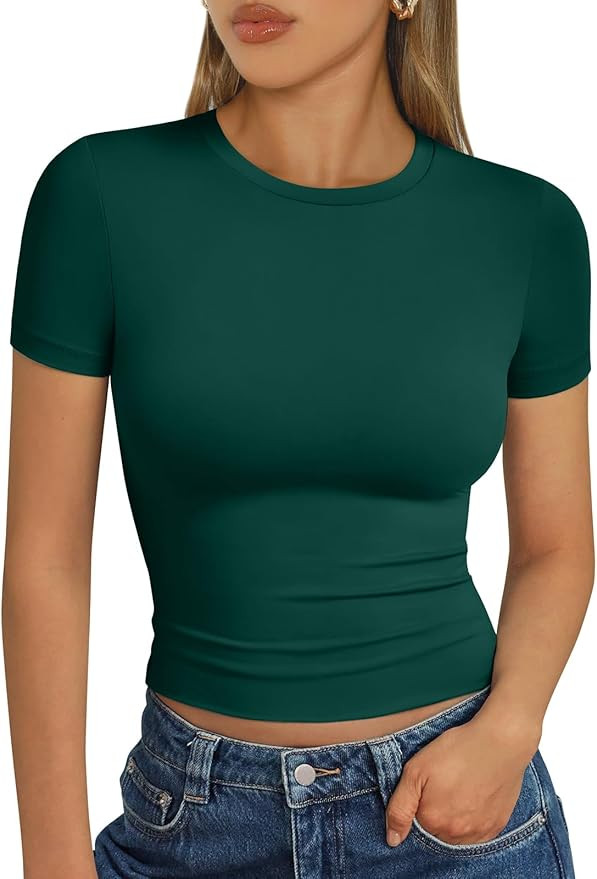 Trendy Queen Womens Short Sleeve T Shirt Buttery Soft Summer Tops Basic Tees | Amazon (US)