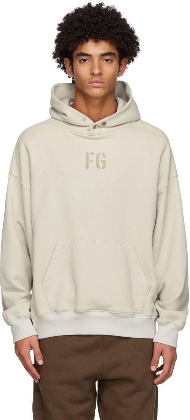 Beige Fleece 'FG' Hoodie | SSENSE