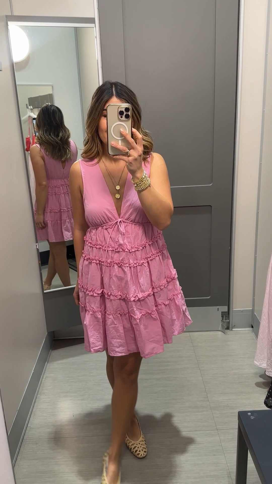 Such a cute dress! I usually don’t wear pink but this design is making me want to! 
It runs tts, order your regular size. 
Wearing size xs

#LTKootd #LTKSeasonal #LTKmomlife