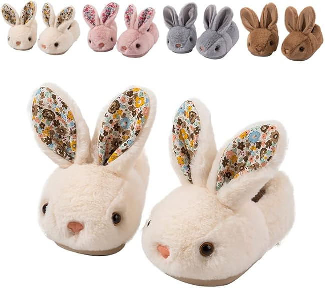 Toddler Rabbit Winter Slippers - Soft Plush Indoor Bunny Slippers for Girls & Boys | Amazon (US)