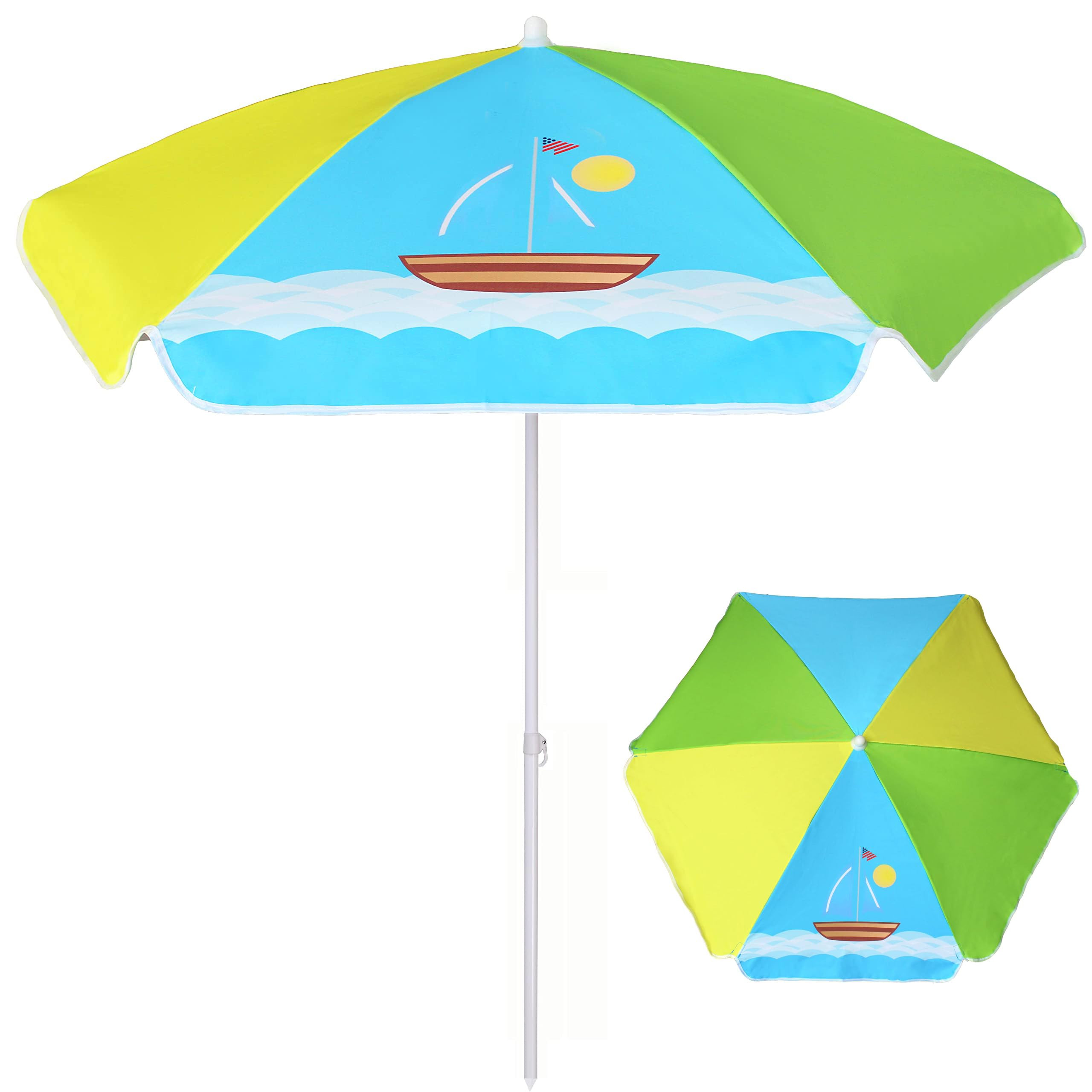 AMMSUN 5ft Seaside Umbrella for Sand and Water Table - Kids Durable Umbrellas for Children Beach ... | Amazon (US)