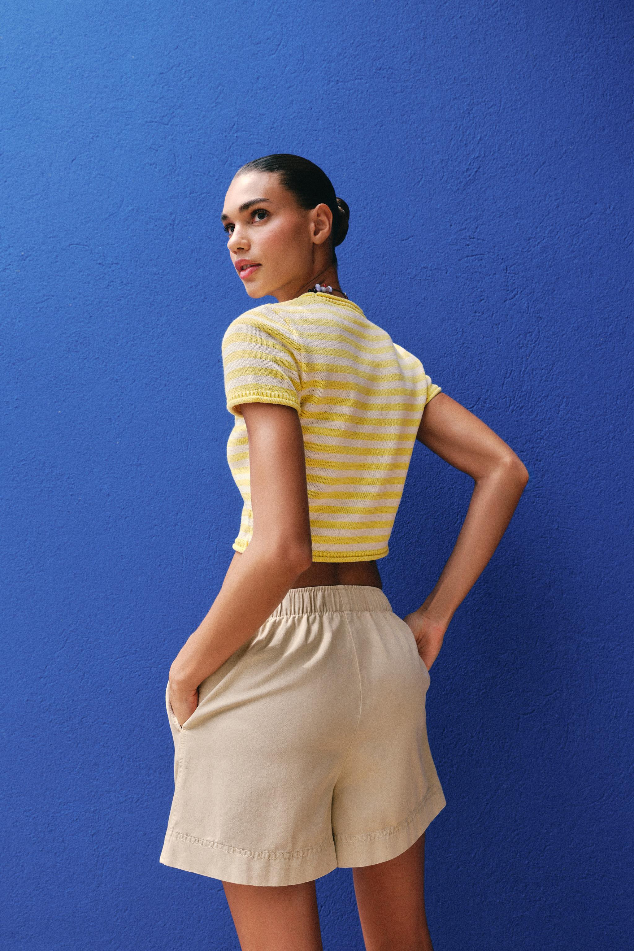 100% COTTON BERMUDA SHORTS WITH ELASTIC WAIST | Zara UK