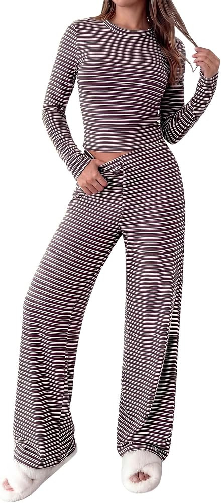 PRETTYGARDEN Women 2 Piece Striped Lounge Sets | Amazon (US)