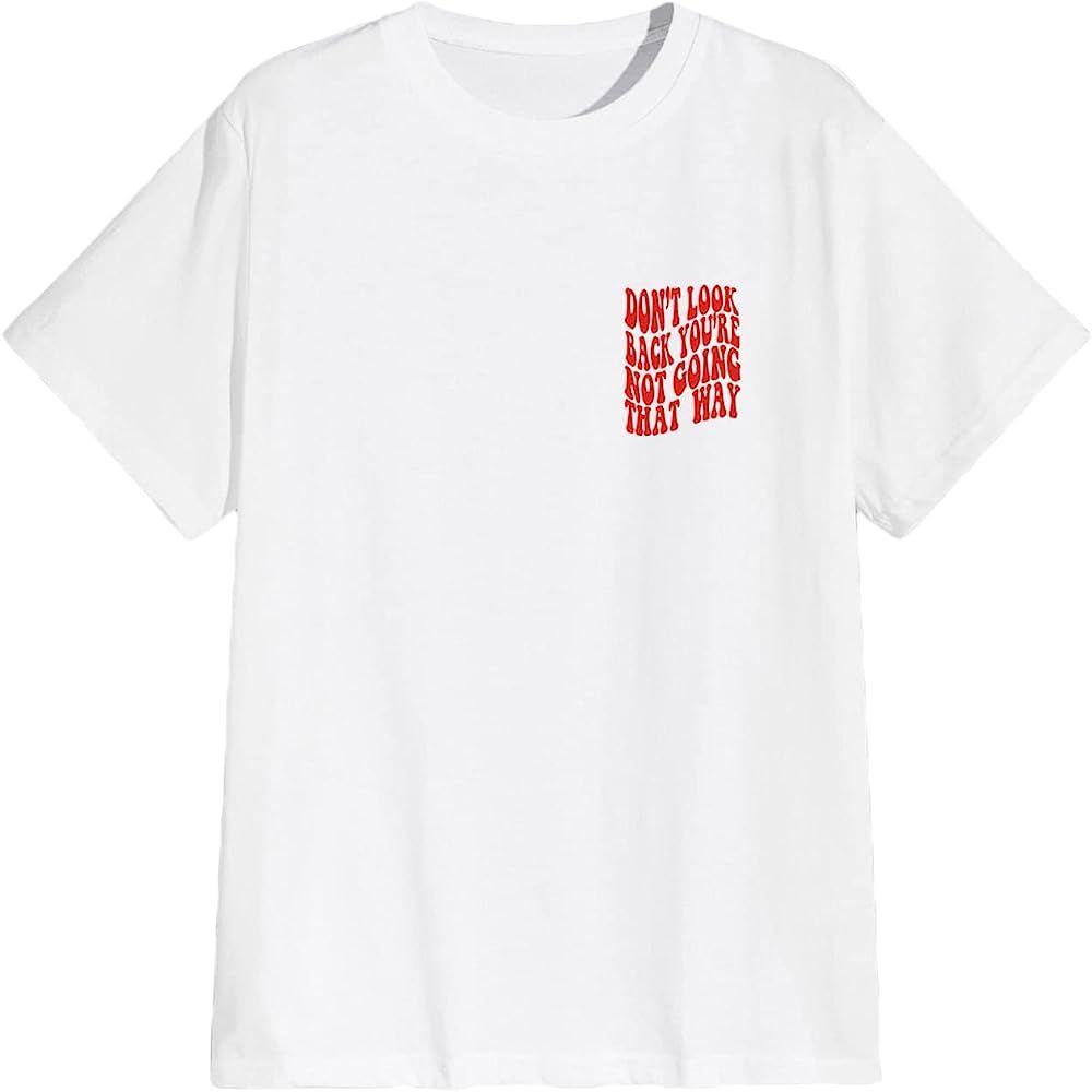 WDIRARA Men's Graphic Letter Print Short Sleeve T Shirts Round Neck Tee Top | Amazon (US)