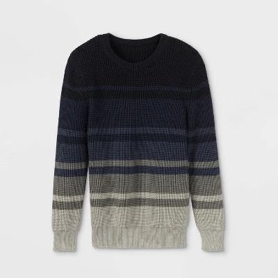 Boys' Striped Crew Neck Sweater - Cat & Jack™ Navy/Gray | Target