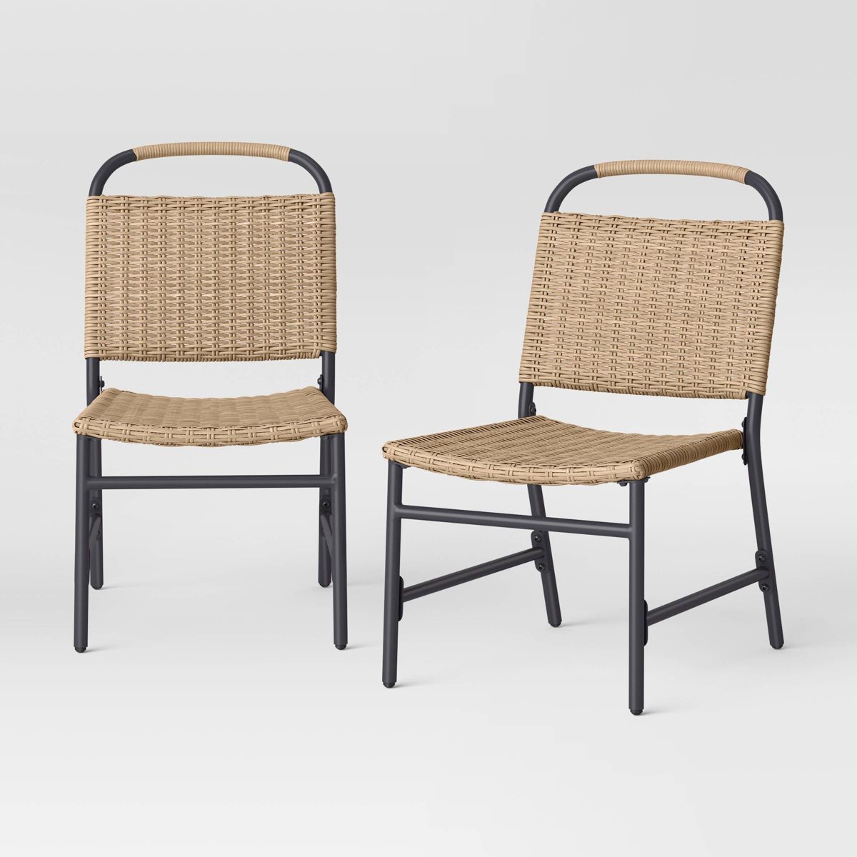 2pc Popperton Arched Wicker Outdoor Patio Dining Chair Armless Chair Black - Threshold™ designe... | Target