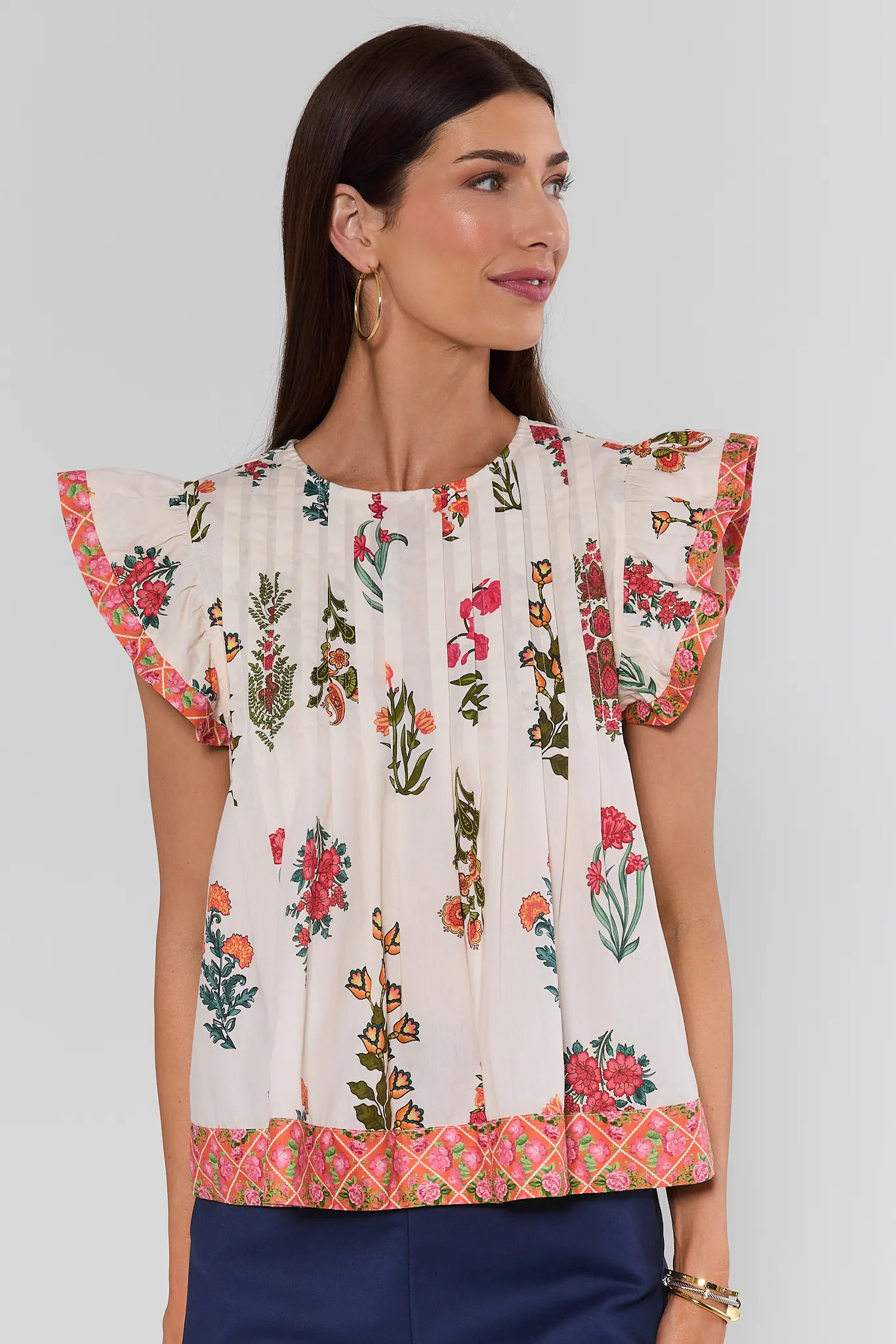 White Floral Printed Top by THML | Avara