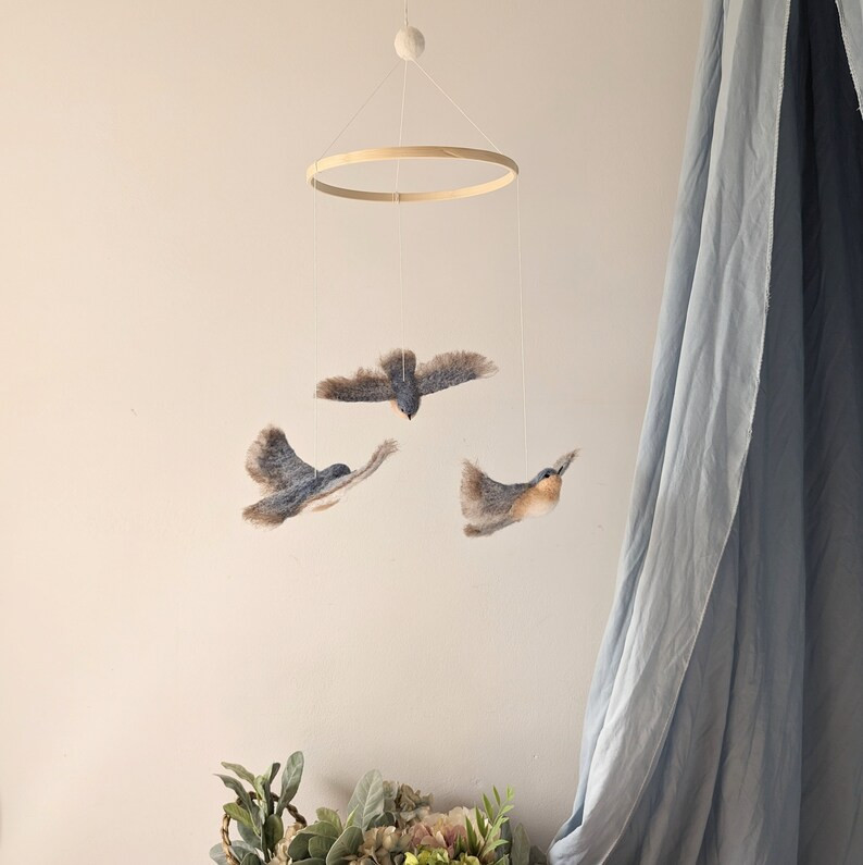 Flying Birds Mobile, Bird Theme Nursery, Bluebirds Baby Mobile, Felt Birds Mobile, American Bird ... | Etsy (US)