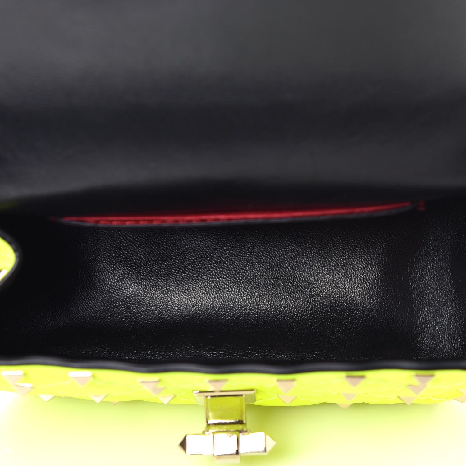 Calfskin Micro Rockstud Spike Shoulder Bag Fluo Yellow | Fashionphile