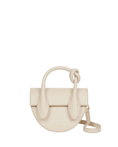 Dolores Leather Knot Top-Handle Bag, Oatmeal | Neiman Marcus