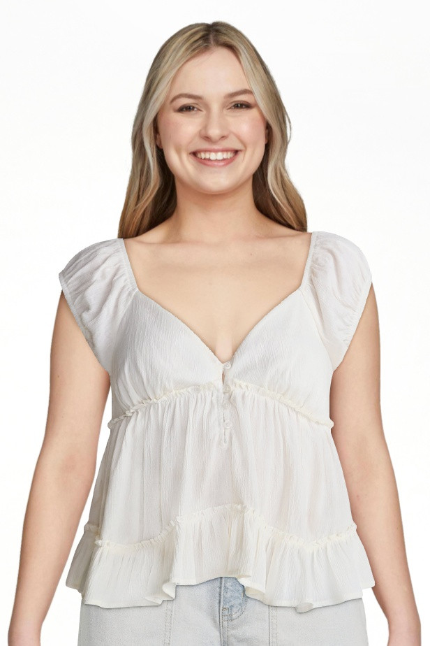 No Boundaries Boho Woven Babydoll Top, Women's XXS-XXL | Walmart (US)