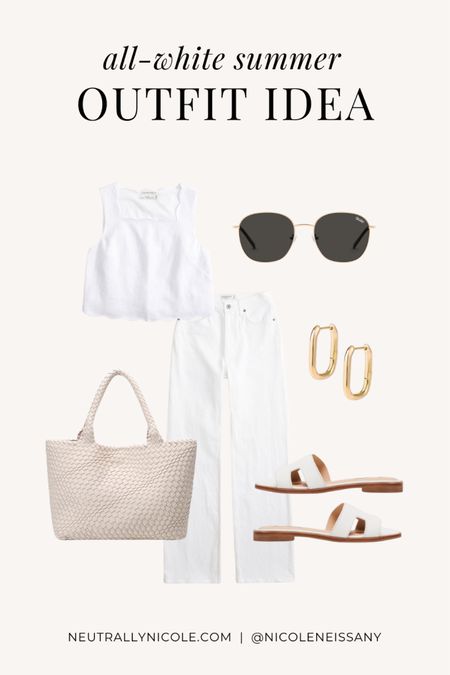 All white outfit for summer

// all white summer outfit, summer outfits, white outfit, casual outfit, travel outfit, errands outfit, everyday outfit, brunch outfit, summer trends, summer fashion, summer jeans, crop top, white jeans, white denim, wide leg jeans, wide leg jeans outfit, round sunglasses, tote bag, woven tote bag, slide sandals, square hoop earrings, Abercrombie jeans, Abercrombie, Amazon fashion, DIFF eyewear, Steve Madden, neutral outfit, neutral fashion, neutral style, Nicole Neissany, Neutrally Nicole, neutrallynicole.com (4.23)

#liketkit 

#LTKfindsunder100 #LTKshoecrush #LTKtravel #LTKstyletip #LTKSeasonal #LTKfindsunder50 #LTKitbag #LTKsalealert