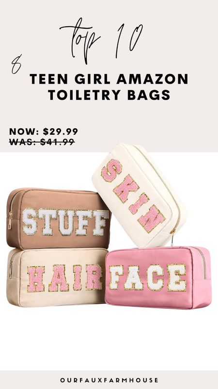 Teen girl toiletry bags set of 4 from Amazon on sale   