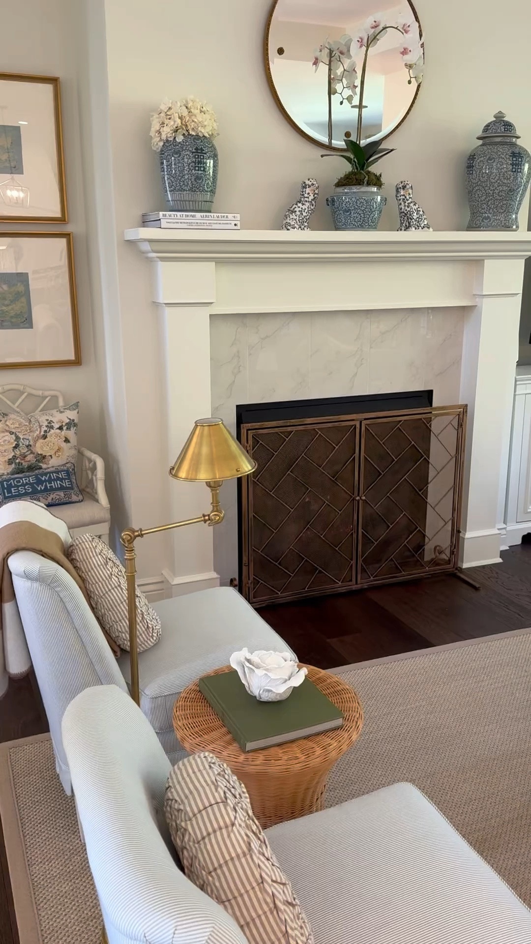 Way Day is back on October 5th! Shop Way Day in-store and online with free shipping and up to 80% off from 10/5-10/7! 
#wayfairpartner #wayfair #wayday @wayfair 

I’m SO excited for Fall and our new fireplace screen is getting me ready for all the cozy nights in! It’s the perfect antique gold color and gives me peace of mind having a fire on when Charlie and Will are in the room! 

#LTKxWayDay fireplace screen, grandmillennial, sisal rug, living room, ginger jar, traditional home, fall home decor, pillows, blue and white, lighting, sconce 

#LTKHome