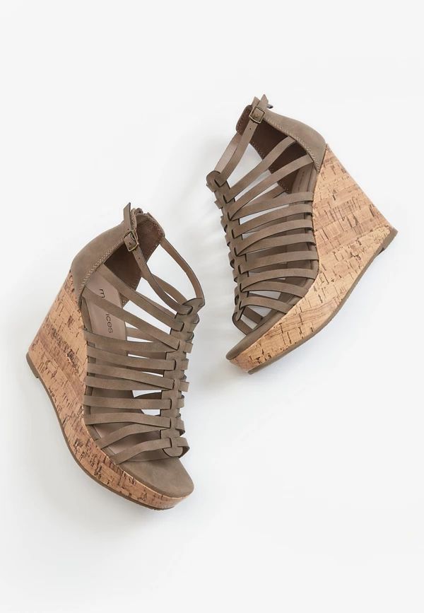 Breanna Gray Strappy Wedge | Maurices