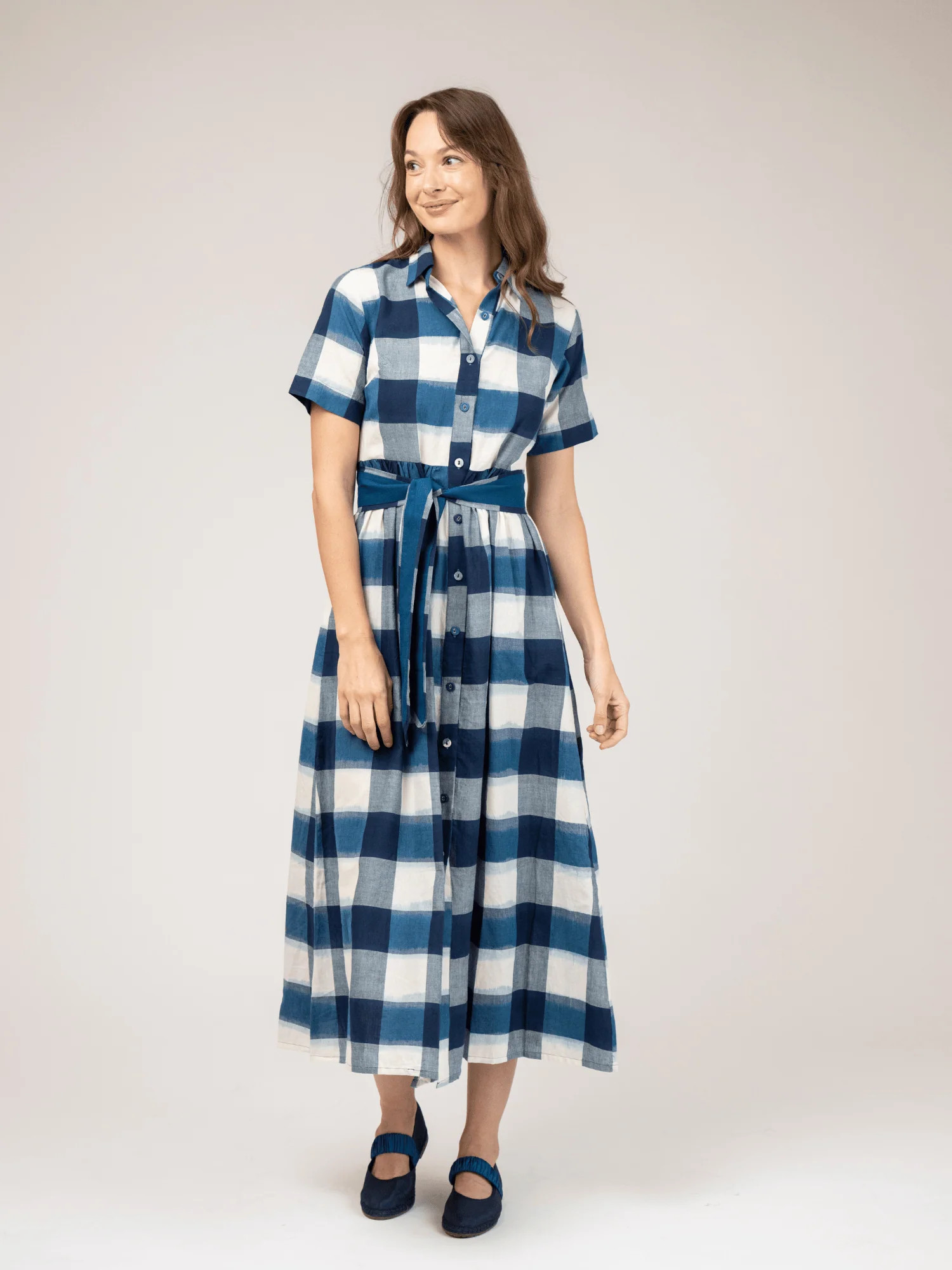 The Elle Maxi Dress | Navy Check Ikat | Beau & Ro