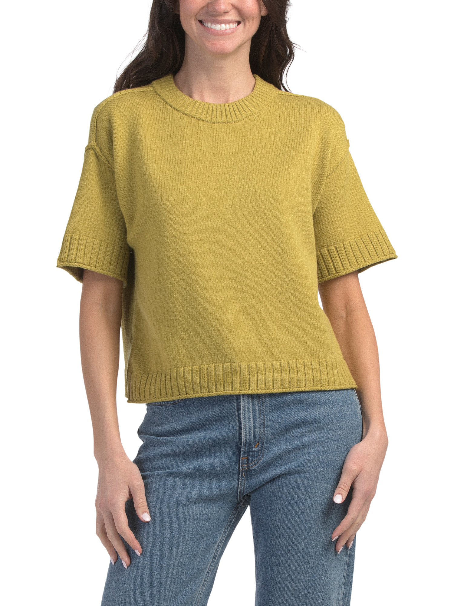 Drop Shoulder Reverse Seam Boxy Pull Over Sweater | TJ Maxx