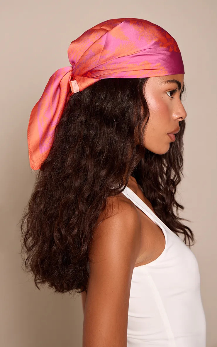 Orange Purple Print Satin Bandana | boohoo (US & Canada)