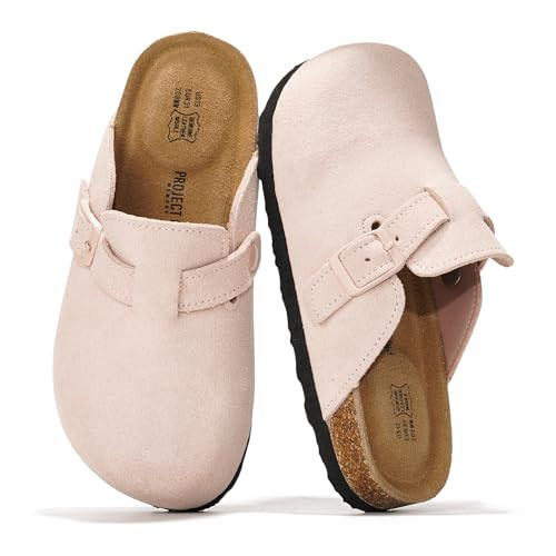 Project Cloud 100% Genuine Leather Kids Clogs with Cork Footbed Arch Support - Non-Slip Slippers & Sandals for Boys & Girls Footwear (Little Benton, LTPKSUEDE, 12) | Amazon (US)