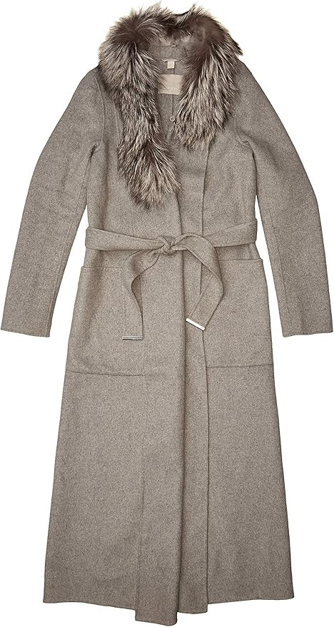 Soia & Kyo Women's Daphne-fx Double Face Long Wool Wrap Coat with Silver Fox Fur Collar | Amazon (US)