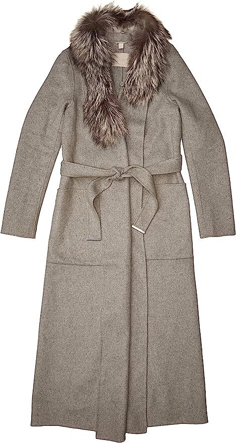 Soia & Kyo Women's Daphne-fx Double Face Long Wool Wrap Coat with Silver Fox Fur Collar | Amazon (US)