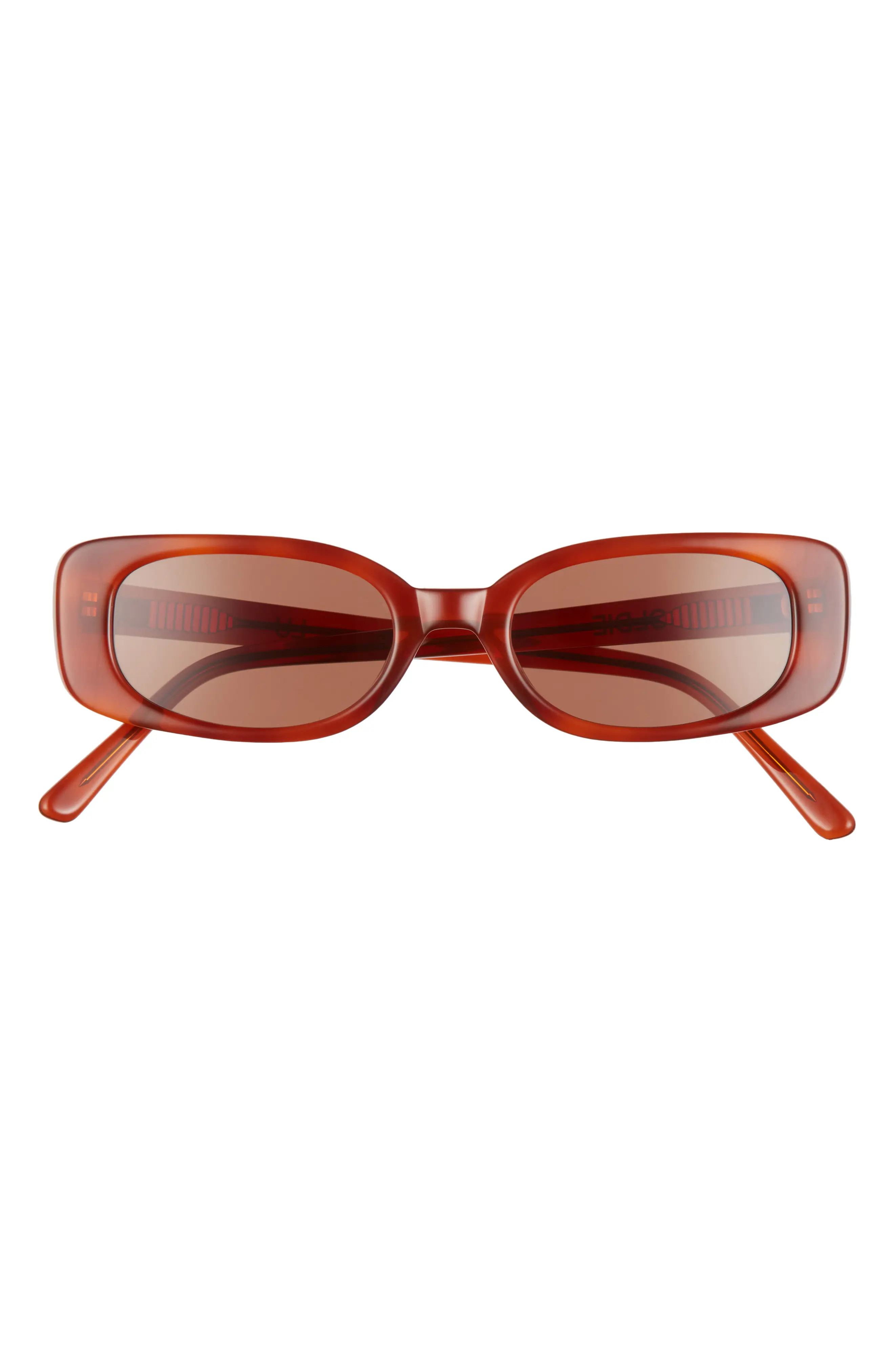 Lu Goldie Solene 56mm Rectangular Sunglasses in Chestnut at Nordstrom | Nordstrom
