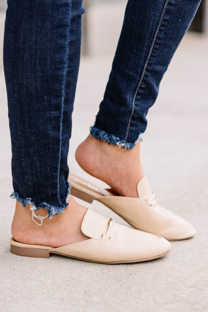 Be Your Own Boss Beige Brown Flat Mules | The Mint Julep Boutique