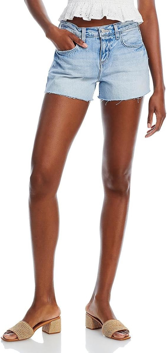 L'Agence Womens Beck High Rise Light Wash Cutoff Shorts | Amazon (US)