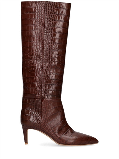 60mm Croc embossed leather tall boots | Luisaviaroma
