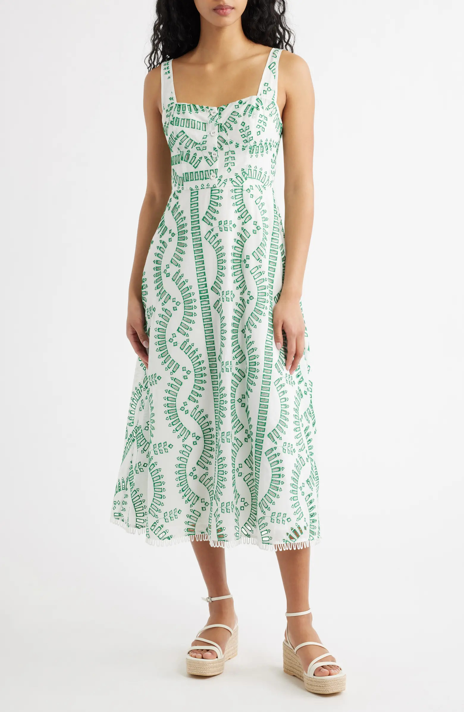 Embroidered Detail Midi Dress | Nordstrom